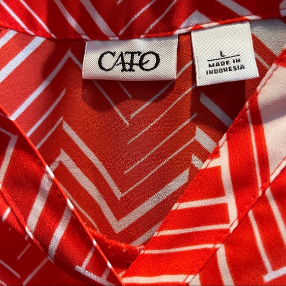 Cato Large Orange White Chevron Hi-lo split neck - Picture 6 of 6